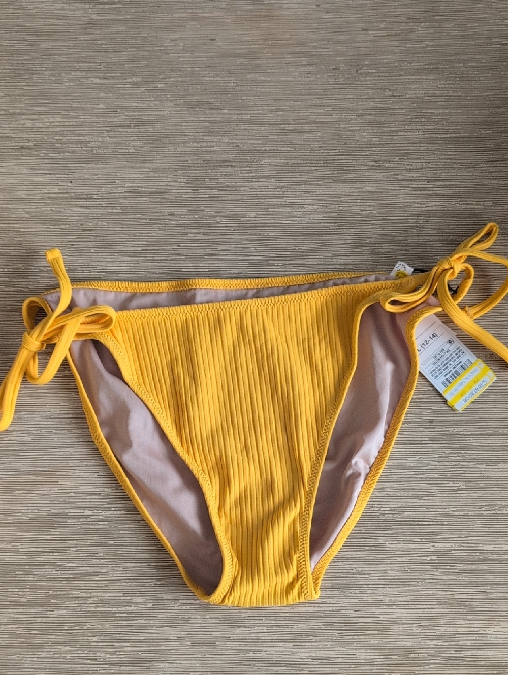 NWT Shade And Shore Yellow Ribbed Tie-Side Bikini Bottoms Large